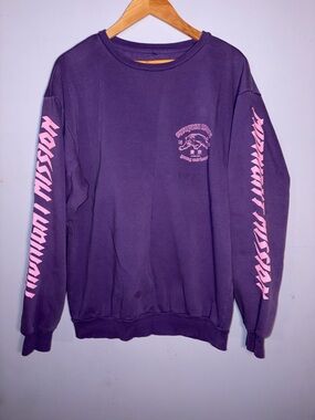H&M Purple Crewneck Sweatshirt with Pink Sleeve Graphics
